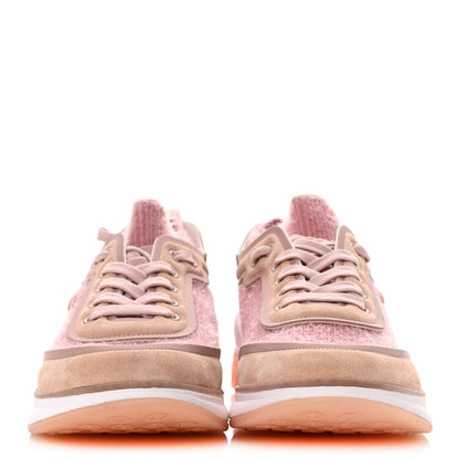 Chanel Suede Calfskin Stretch Fabric CC Sneakers 40.5 Pink 2 of 19