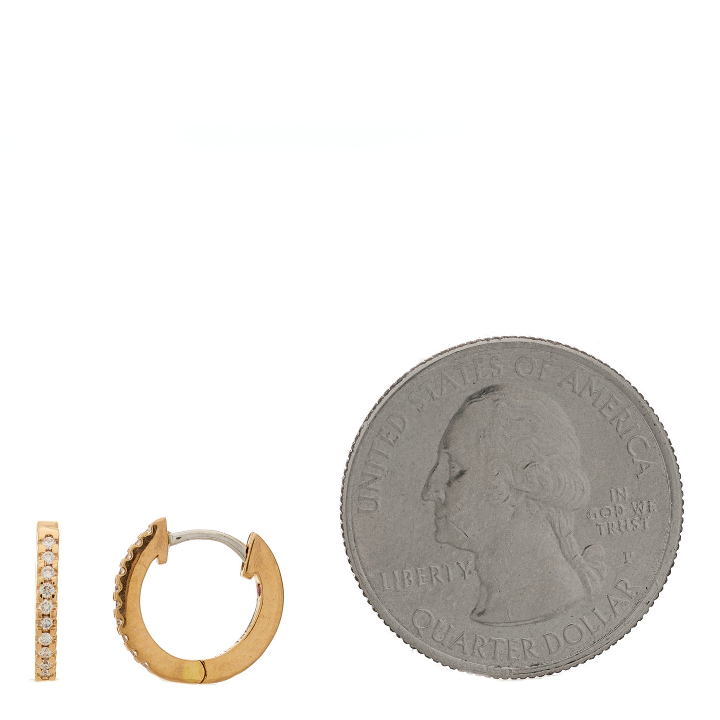 18K Rose Gold Diamond Extra Small Hoop Earrings