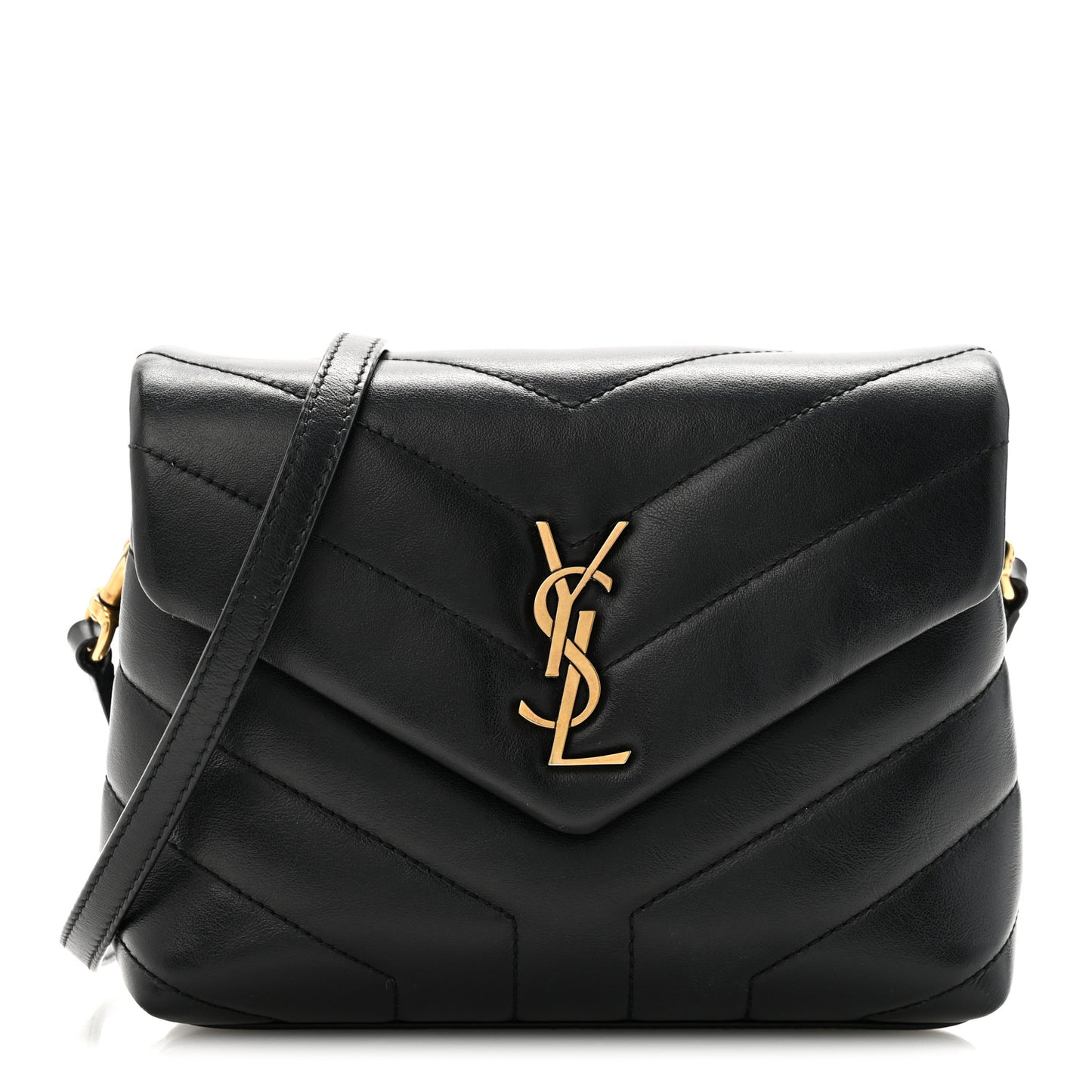 Calfskin Y Quilted Monogram Toy Loulou Crossbody Bag Black