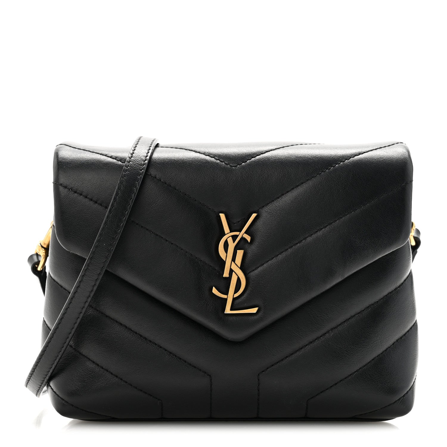 Saint Laurent Calfskin Y Quilted Monogram Toy Loulou Crossbody Bag Black 1 of 11