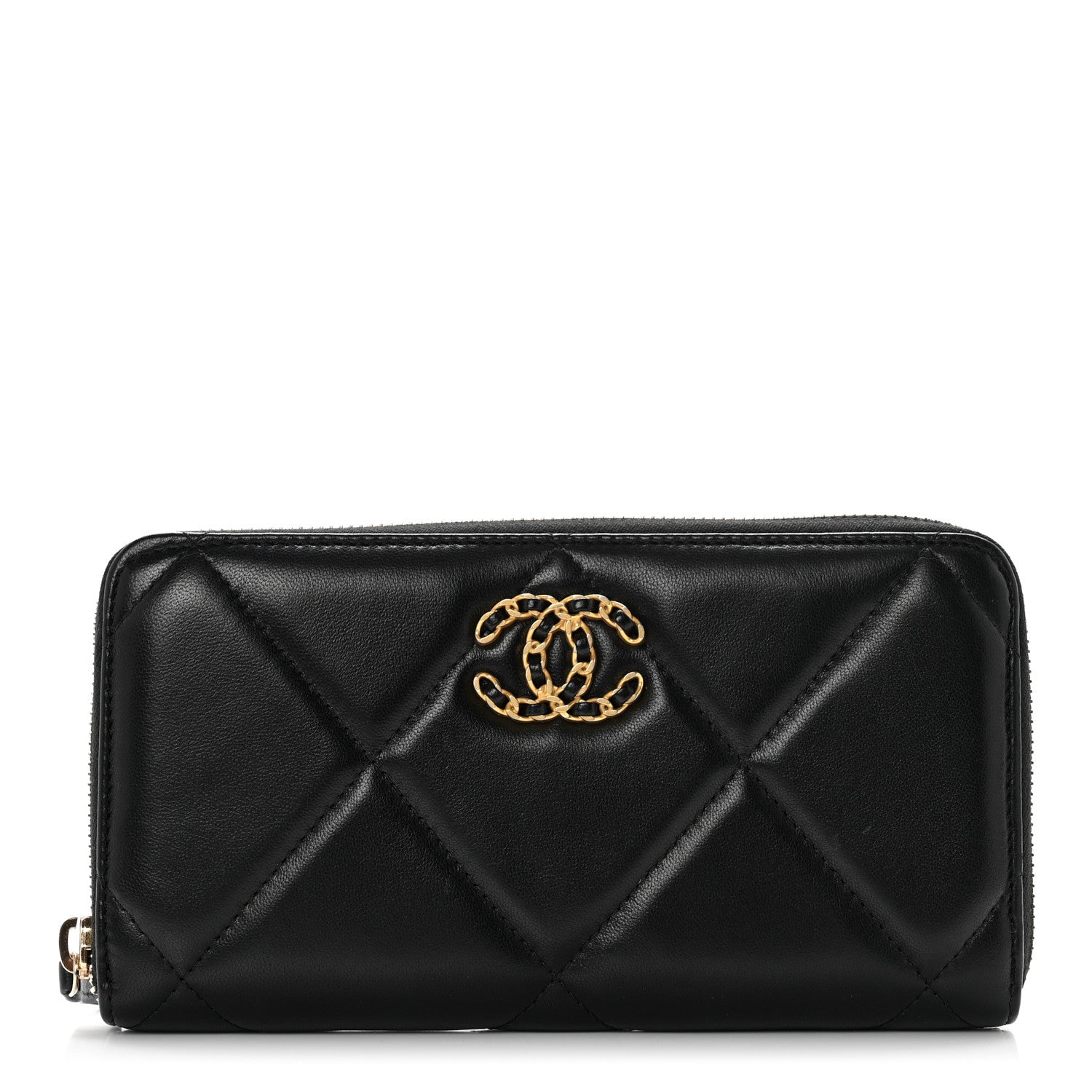 Chanel Lambskin Quilted 19 Long Zipped Around Wallet Black 1 of 8