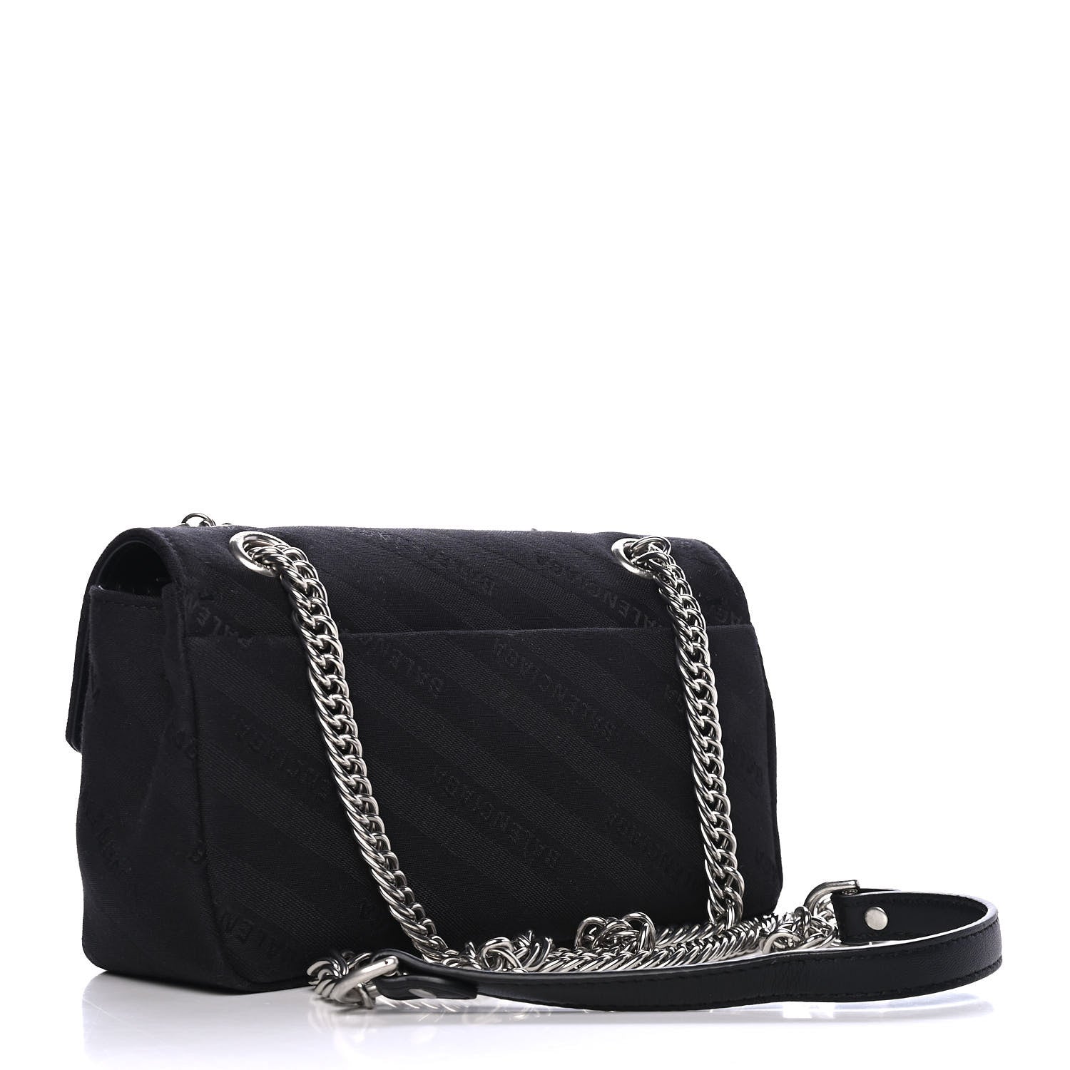 Balenciaga Canvas Jacquard Diagonal Allover Logo Charms S BB Round Shoulder Bag Black 2 of 5