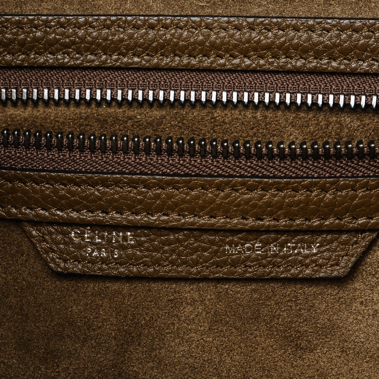 Celine Drummed Calfskin Mini Luggage Moss Green 9 of 10