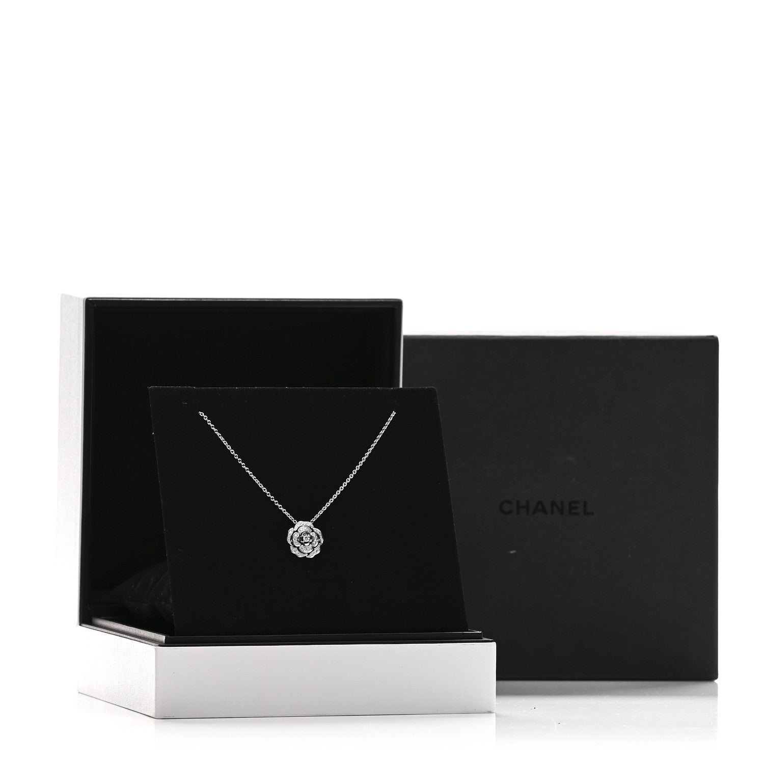 Chanel 18K White Gold Diamond Bouton de Camelia Pendant Necklace 7 of 7