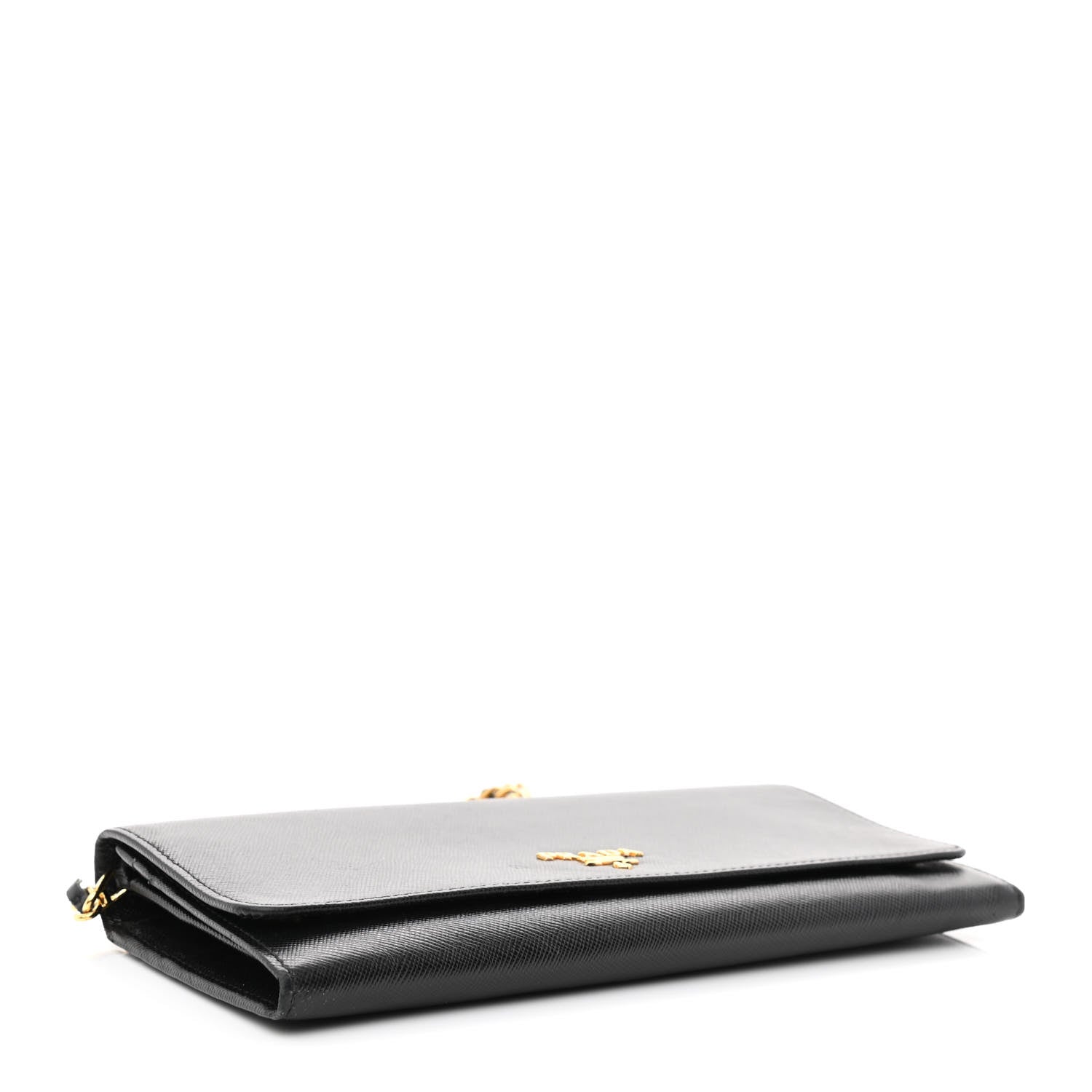 Prada Saffiano Metal Oro Chain Wallet Black 4 of 12