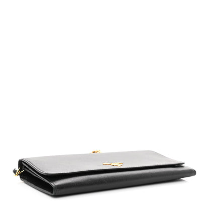 Prada Saffiano Metal Oro Chain Wallet Black 4 of 12