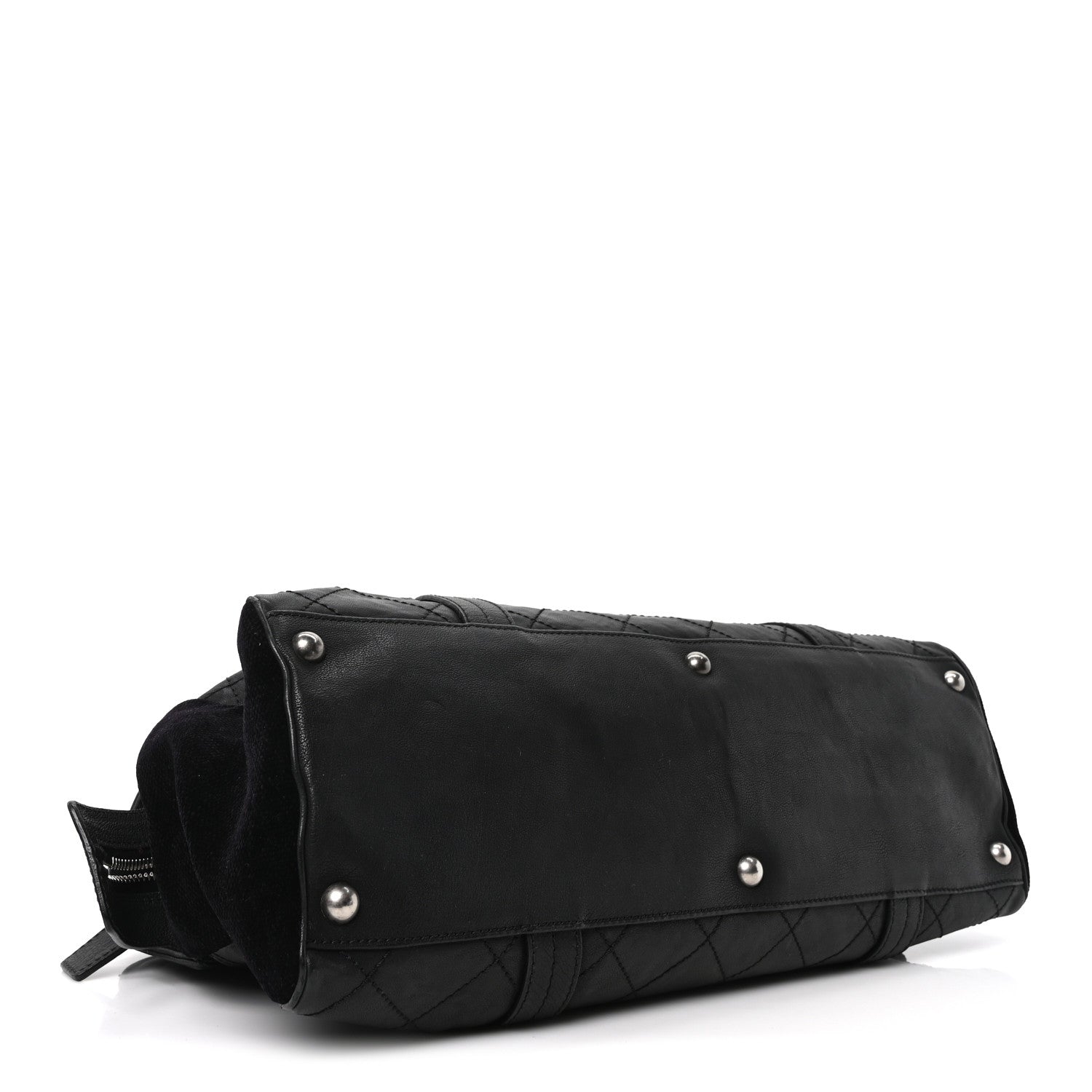 Chanel Calfskin Terrycloth Quilted Large Reissue Bowling Bag Tote Black 3 of 9