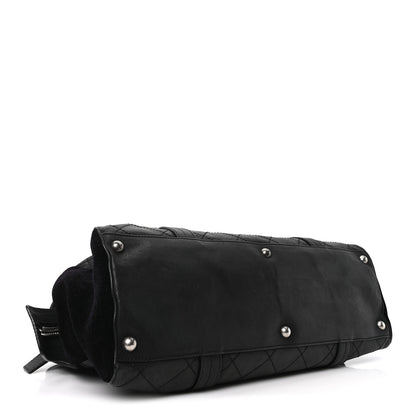 Chanel Calfskin Terrycloth Quilted Large Reissue Bowling Bag Tote Black 3 of 9