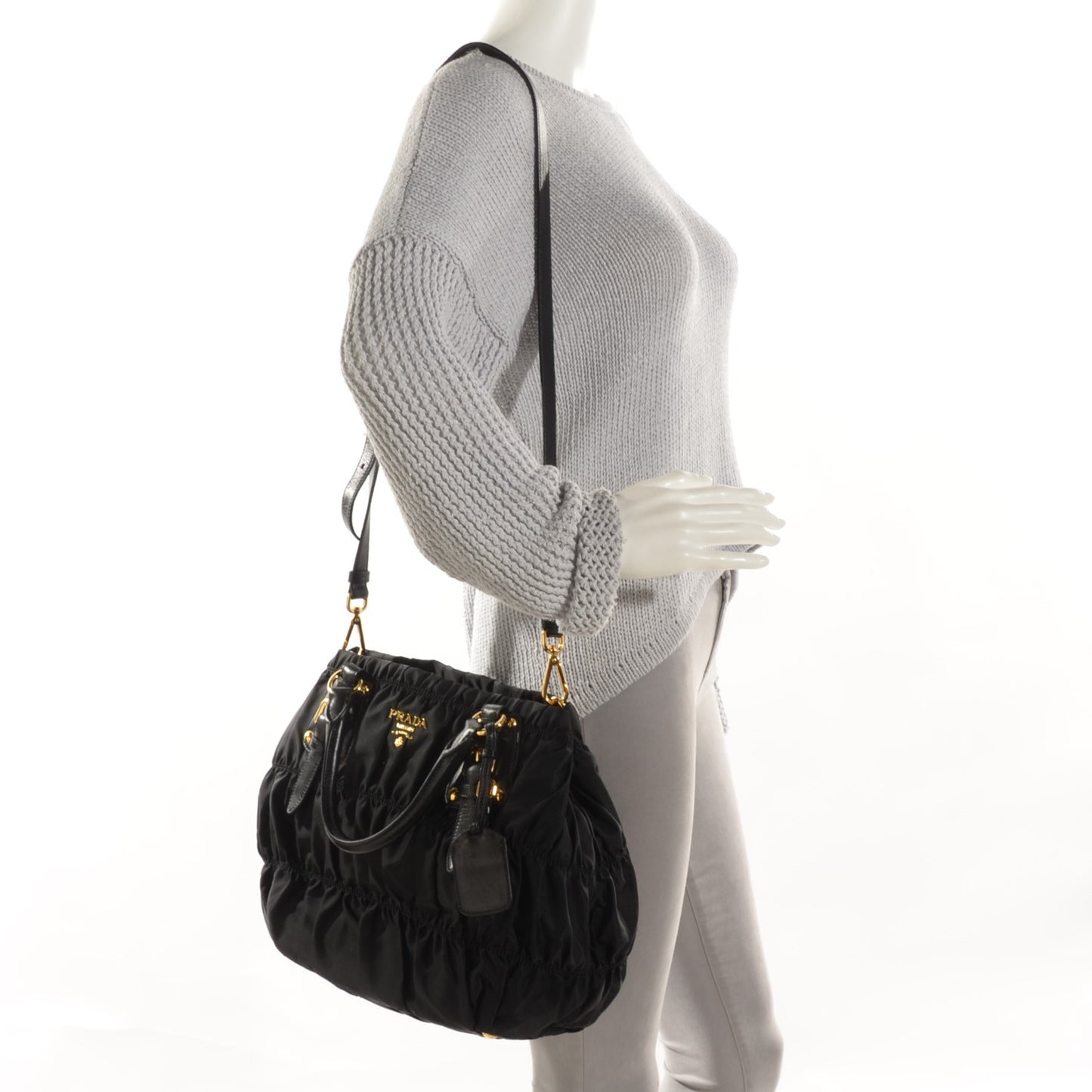 Tessuto Nylon Gaufre Tote Nero Black