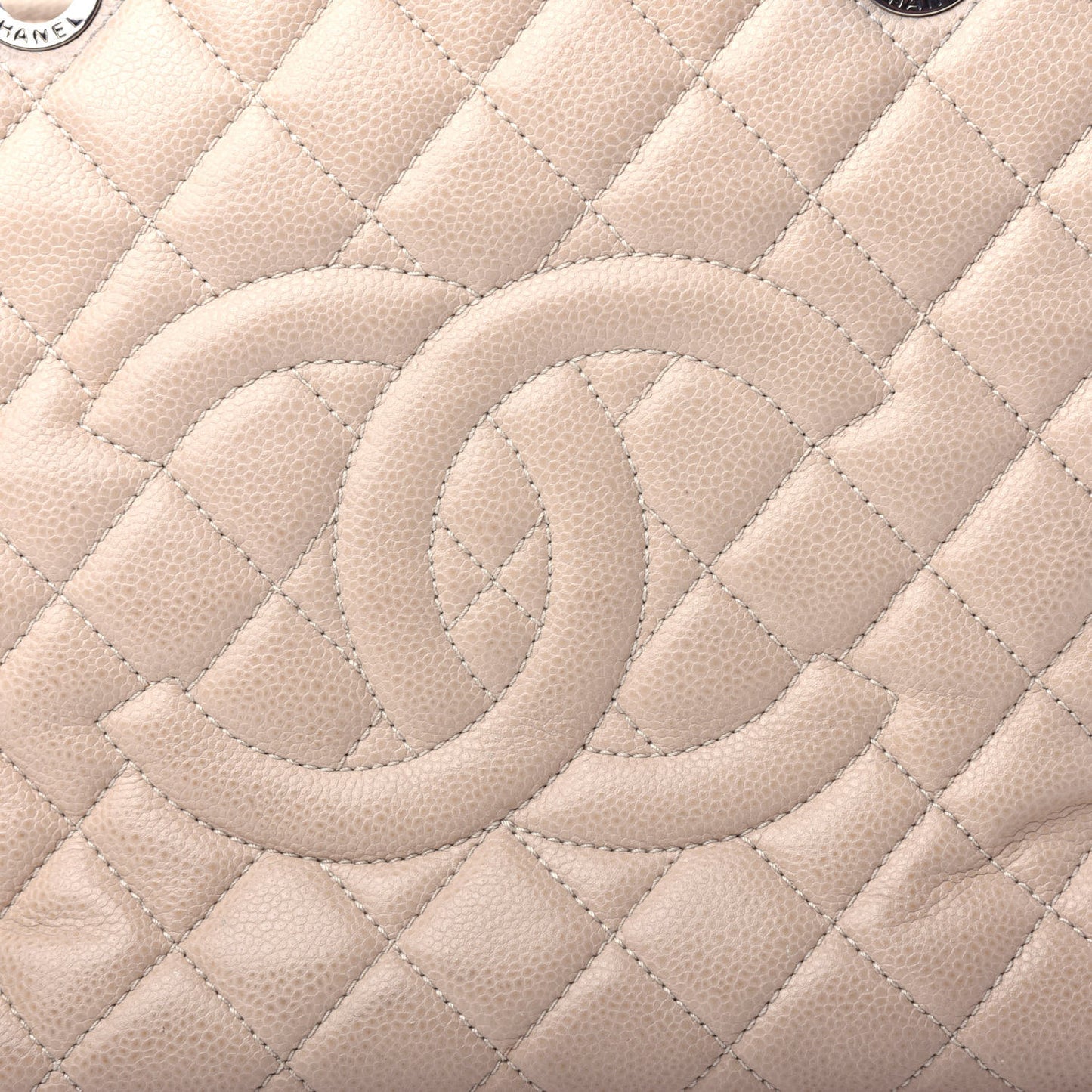 Caviar Quilted Grand Shopping Tote GST Beige Clair