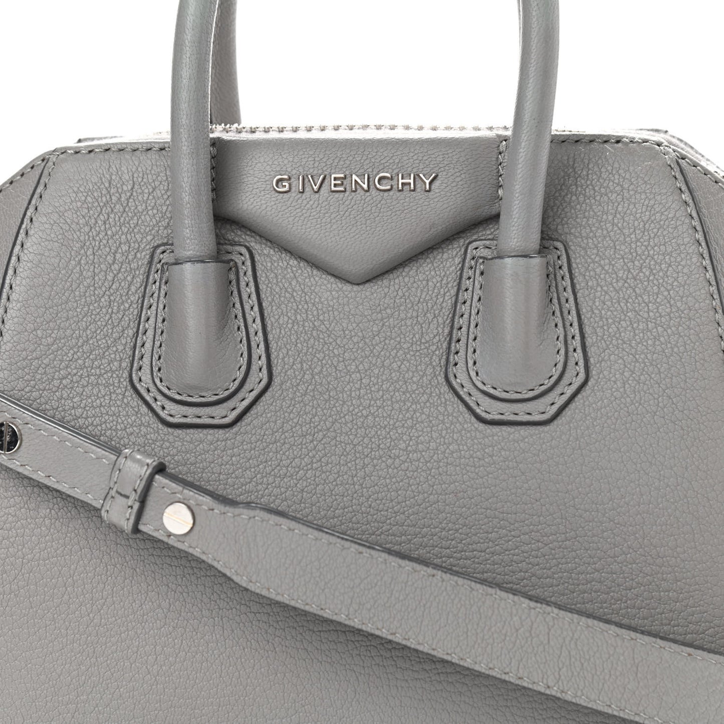 Sugar Goatskin Mini Antigona Pearl Grey