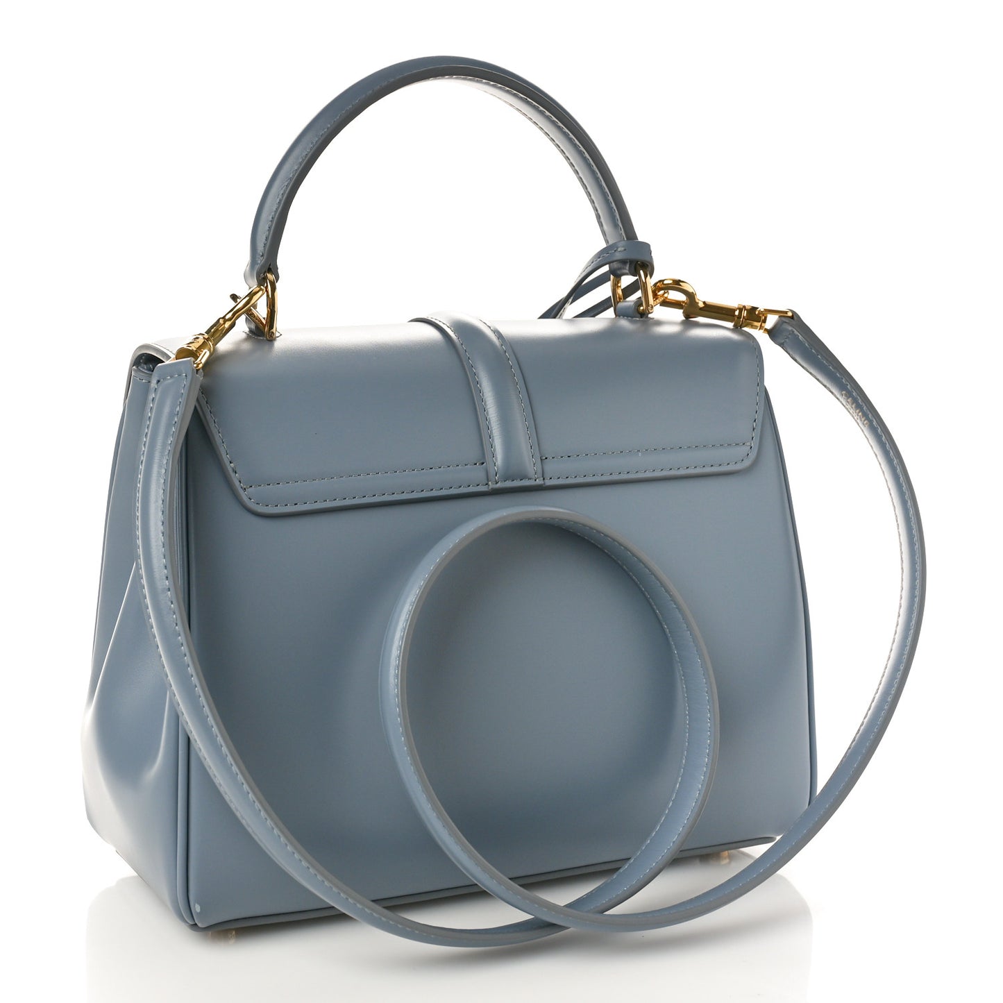 Satinated Calfskin Small 16 Top Handle Bag Pale Blue
