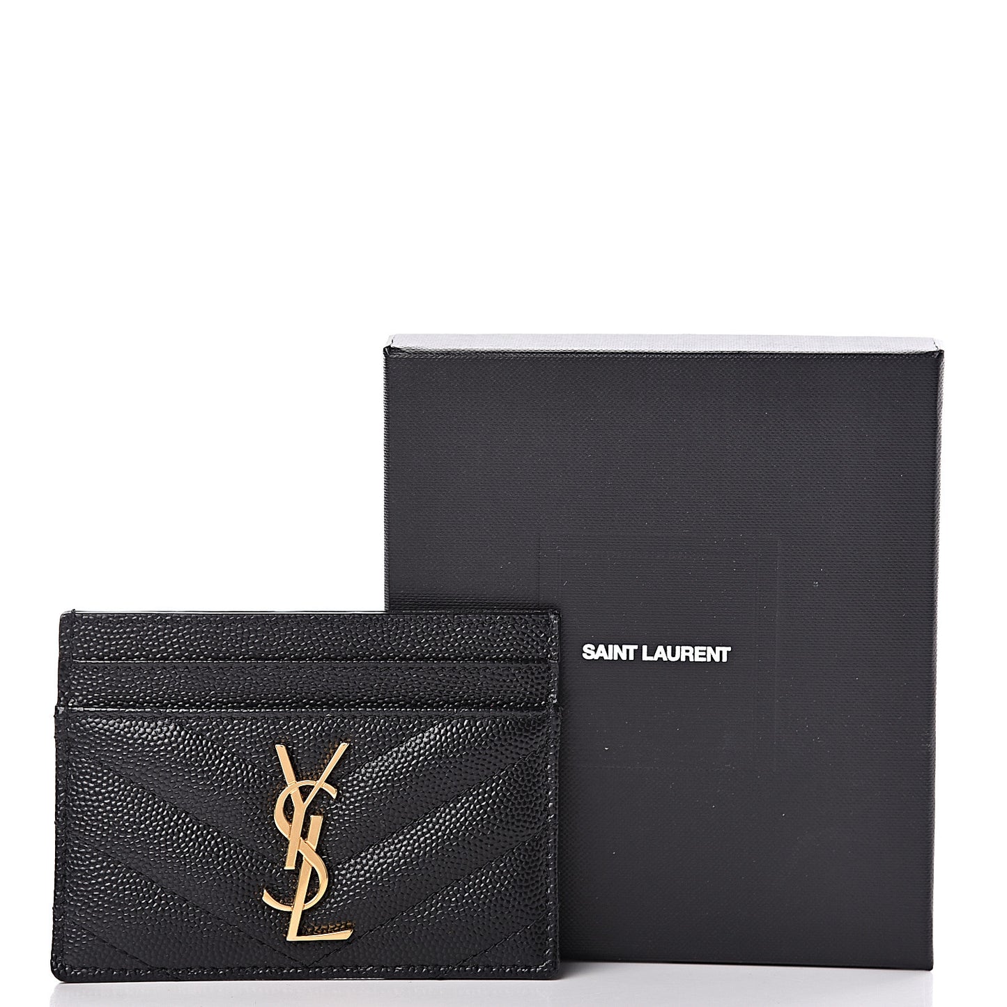 Grain De Poudre Matelasse Chevron Monogram Credit Card Case Black