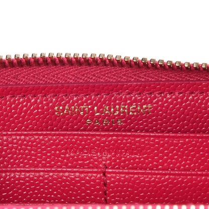Saint Laurent Grain De Poudre Matelasse Chevron Monogram Zip Around Wallet Fuchsia 6 of 8