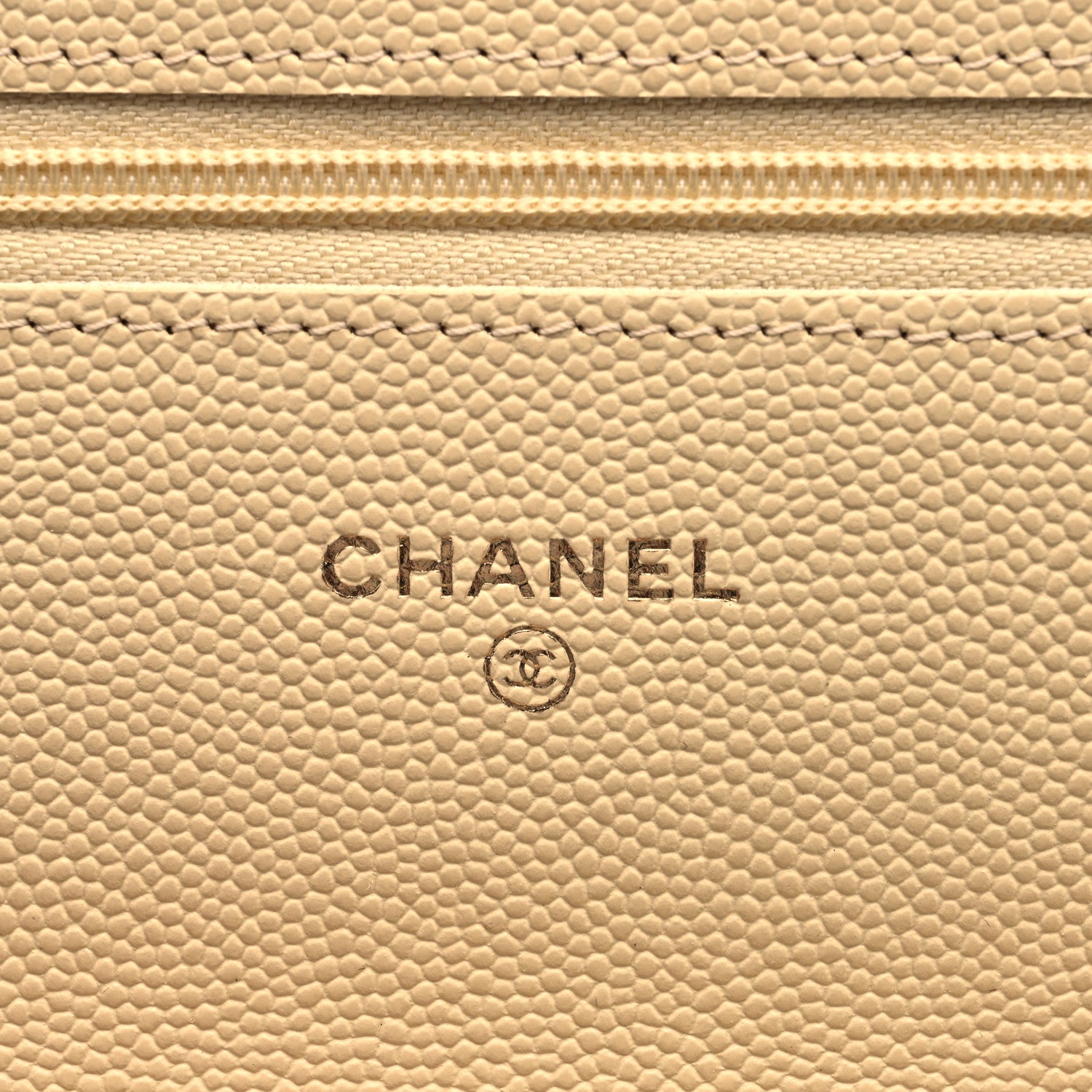 Chanel Caviar Quilted Wallet on Chain WOC Light Yellow 8 of 10
