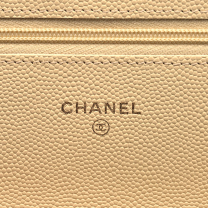 Chanel Caviar Quilted Wallet on Chain WOC Light Yellow 8 of 10
