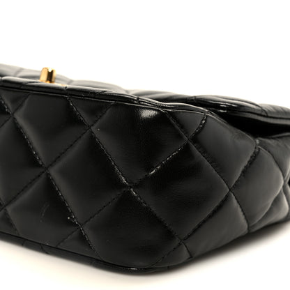 Chanel Shiny Lambskin Quilted Golden Links Top Handle Flap Black 11 of 12