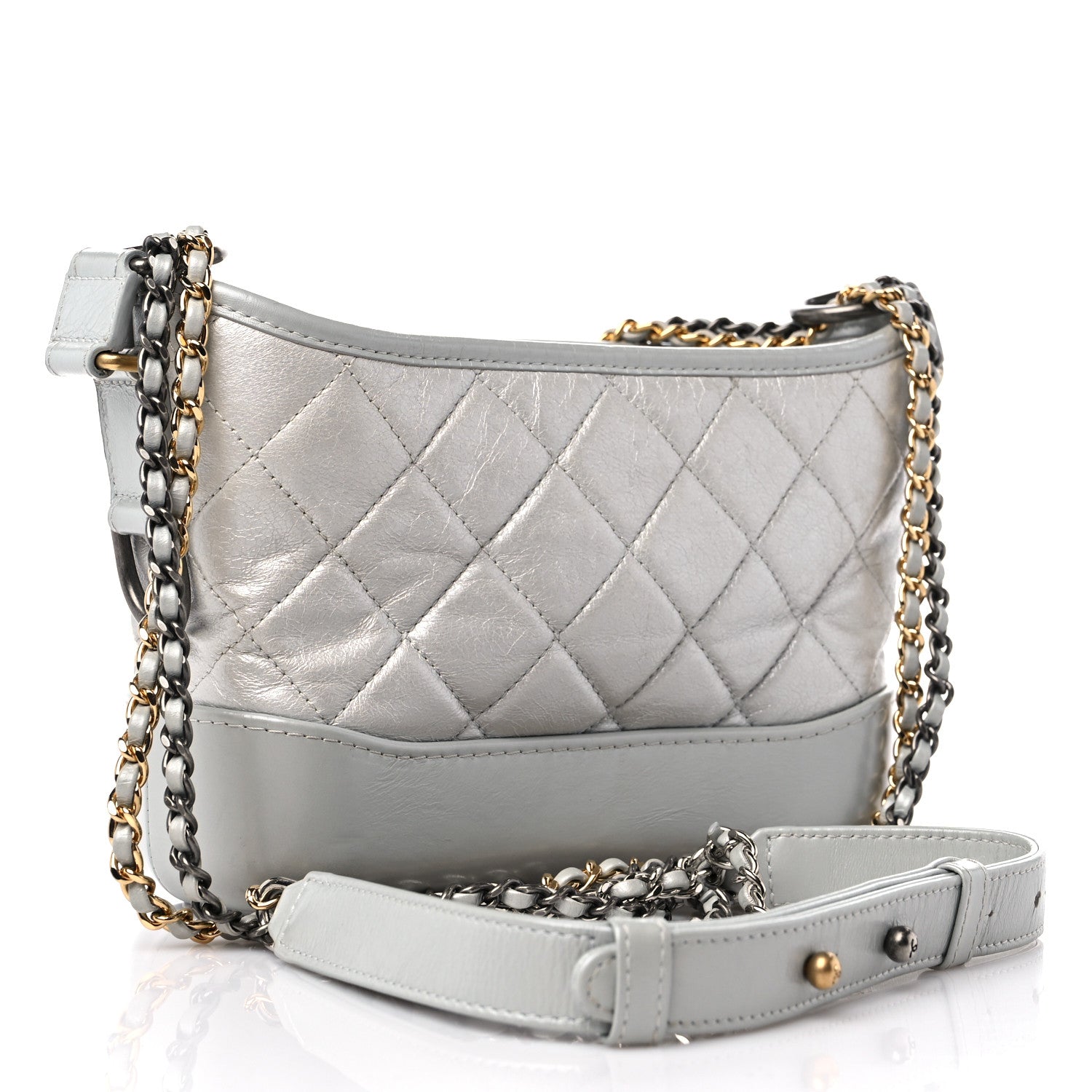 Chanel Metallic Aged Calfskin Quilted Small Gabrielle Hobo Silver 2 of 11