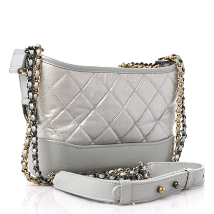 Chanel Metallic Aged Calfskin Quilted Small Gabrielle Hobo Silver 2 of 11