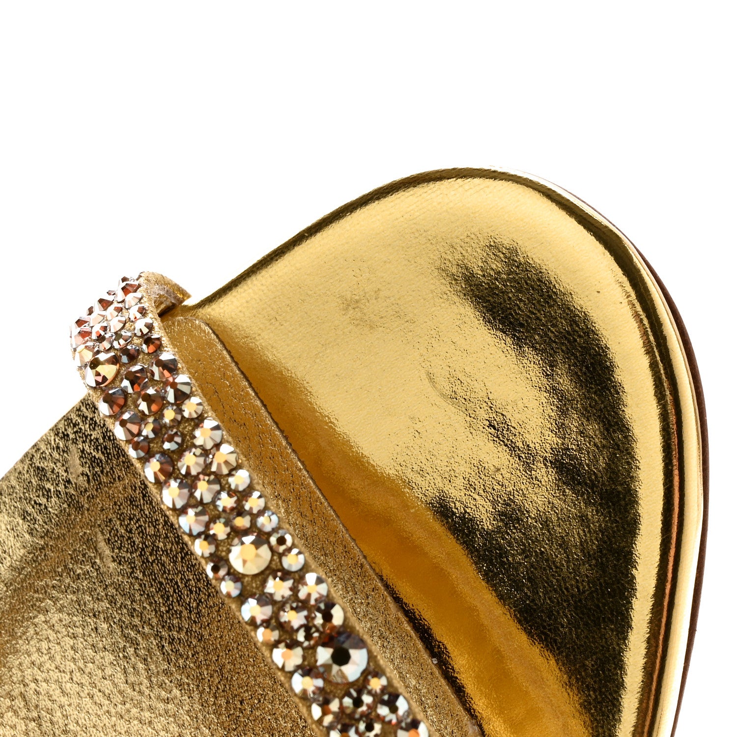 Christian Louboutin Suede Crystal Strass Rosalie 100 Sandals 37.5 Gold 16 of 23