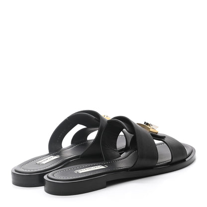 Balenciaga Calfskin Lock-Front Sandals 37.5 Black 4 of 9