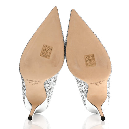 Jimmy Choo Coarse Glitter Abel 100 Pumps 40 Silver 5 of 8