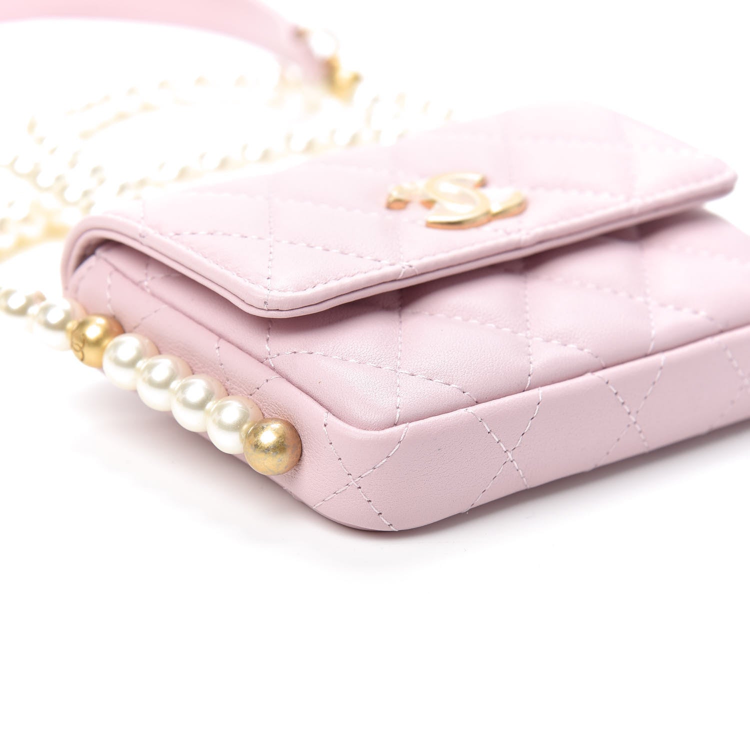 Chanel Calfskin Quilted About Pearls Card Holder Flap With Chain Light Pink 8 of 9