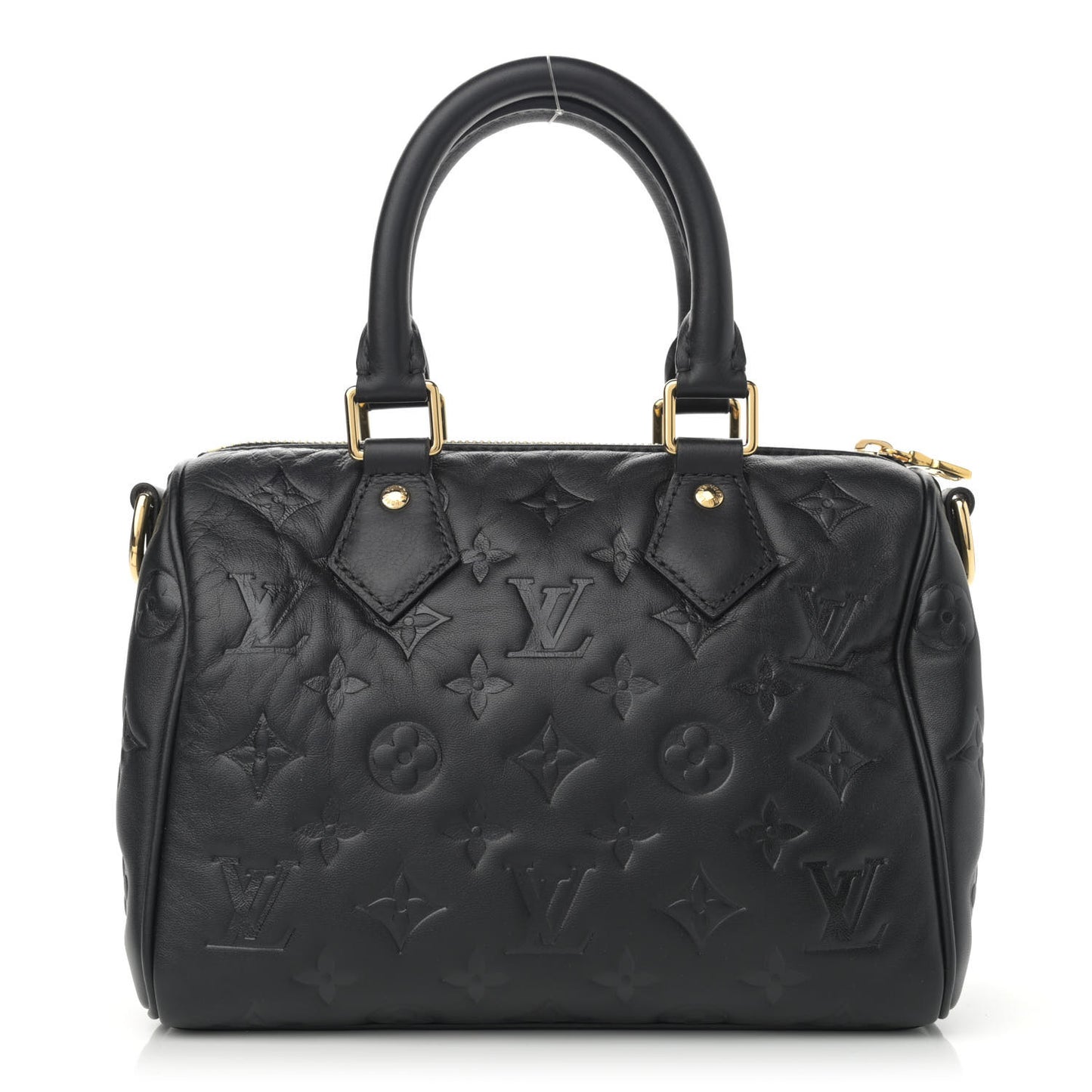 Lambskin Embossed Monogram Speedy 22 Bandouliere Black