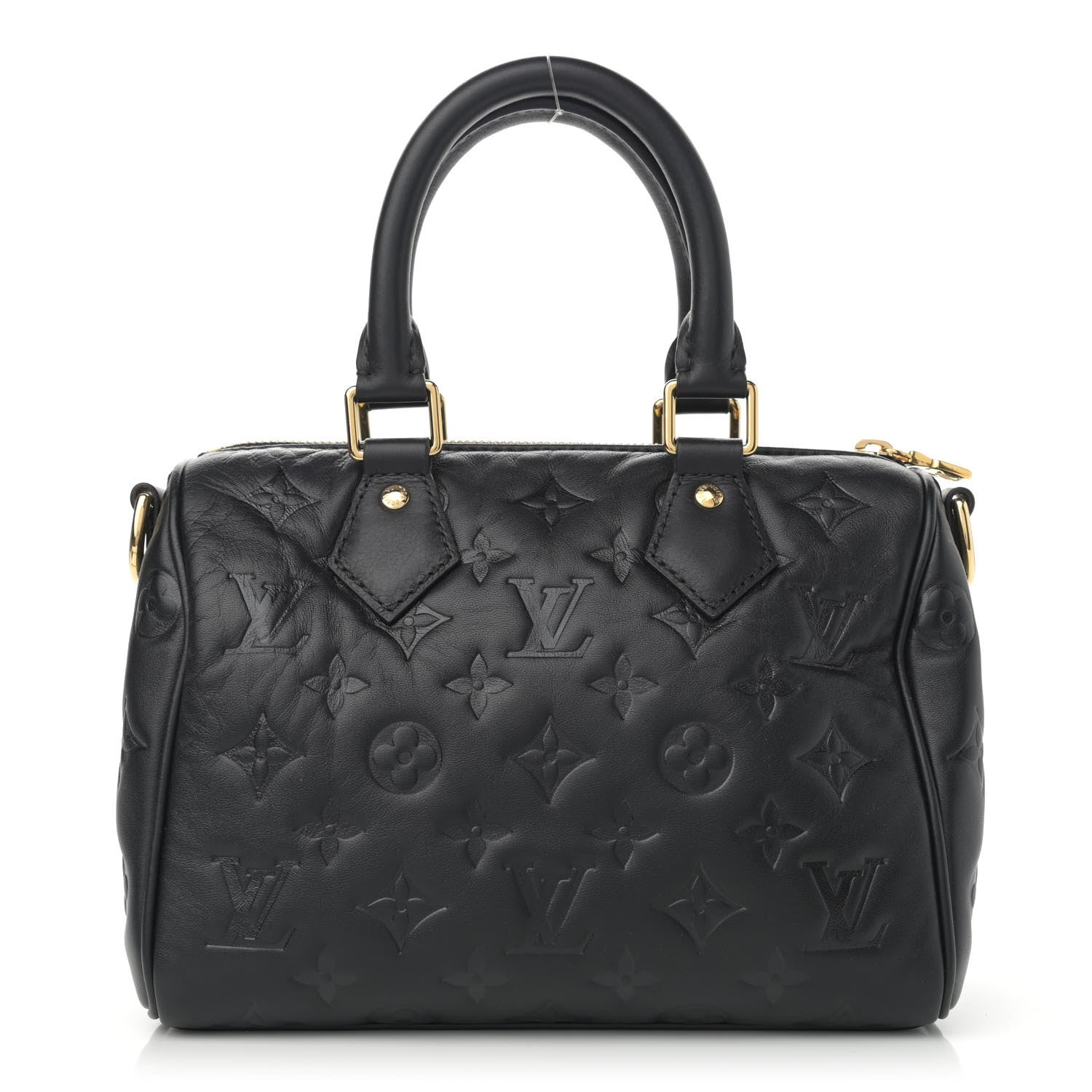 Louis Vuitton Lambskin Embossed Monogram Speedy 22 Bandouliere Black 1 of 8