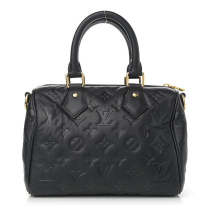 Louis Vuitton Lambskin Embossed Monogram Speedy 22 Bandouliere Black 1 of 8