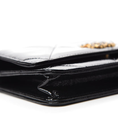 Chanel Shiny Crumpled Calfskin Quilted Chanel 19 Wallet On Chain WOC Black 6 of 12