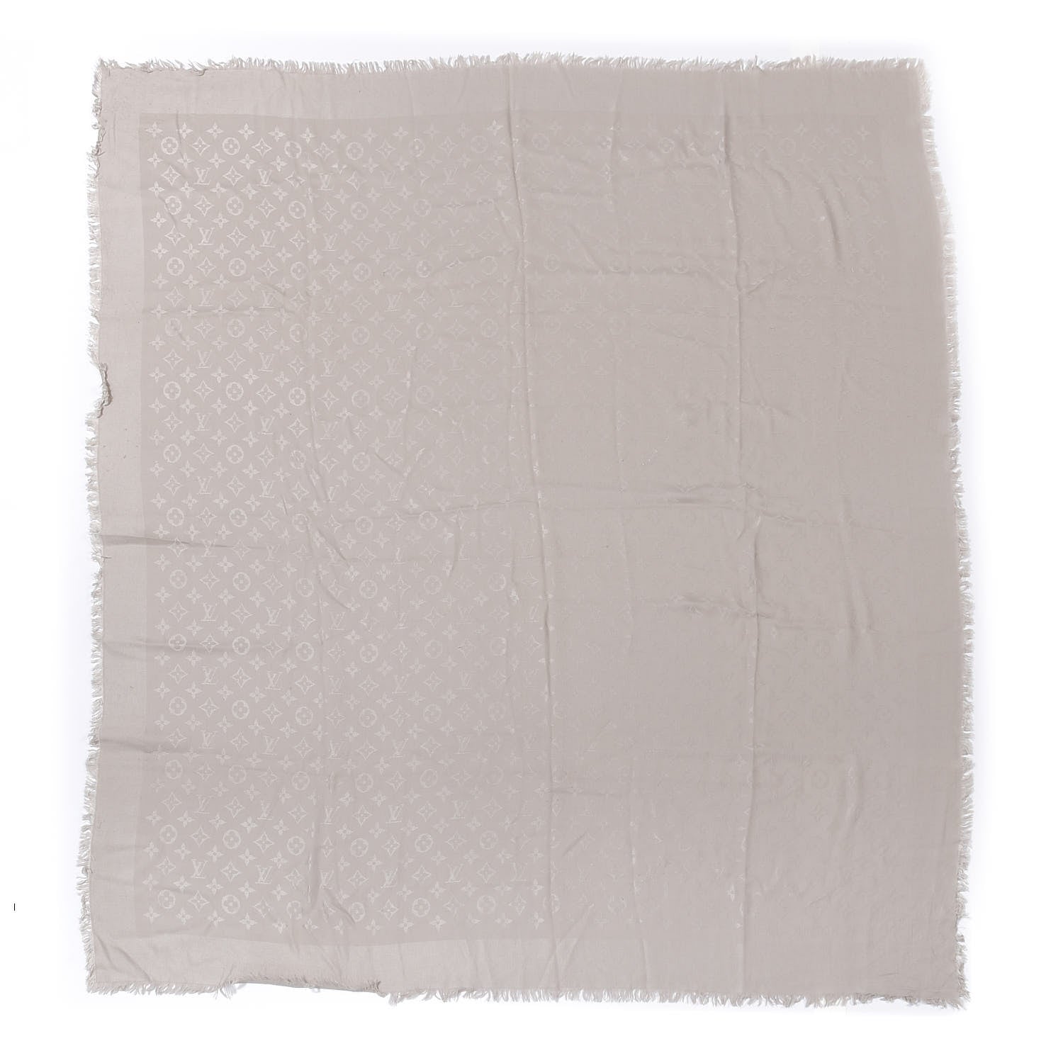 Louis Vuitton Silk Wool Monogram Shawl Greige 1 of 3