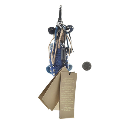 Burberry Calfskin Wool Cashmere Studded Mabel The Donkey Bag Charm Navy Multicolor 2 of 3