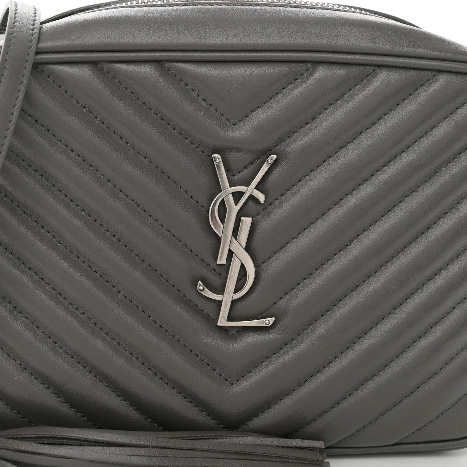 Saint Laurent Calfskin Matelasse Monogram Lou Camera Bag Dark Smog 8 of 12