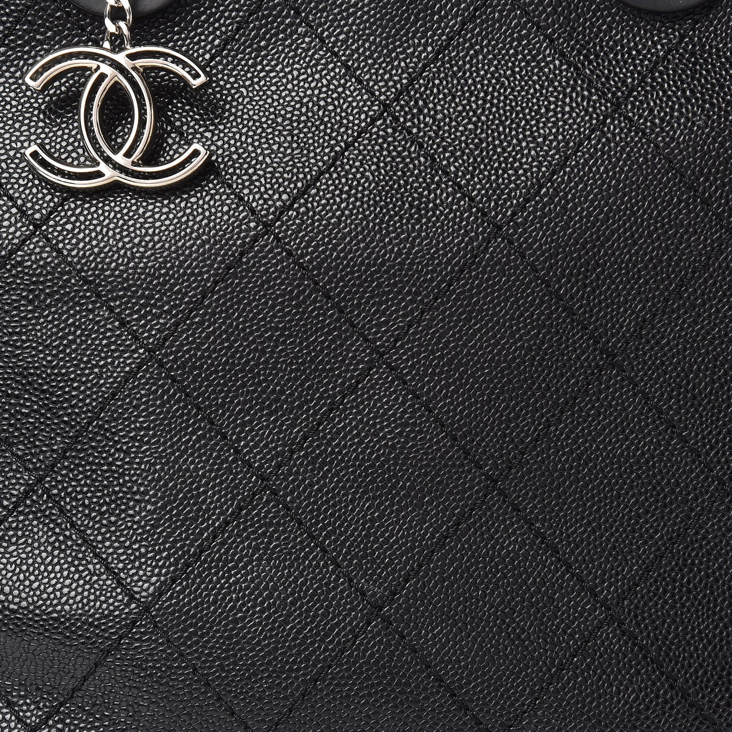 Grained Calfskin Shopping Fever Tote Black