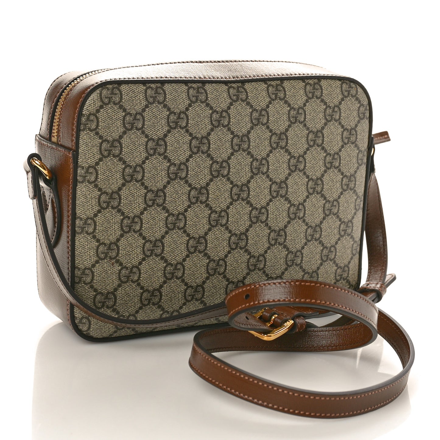 GG Supreme Monogram Small Horsebit 1955 Shoulder Bag Beige Brown Sugar