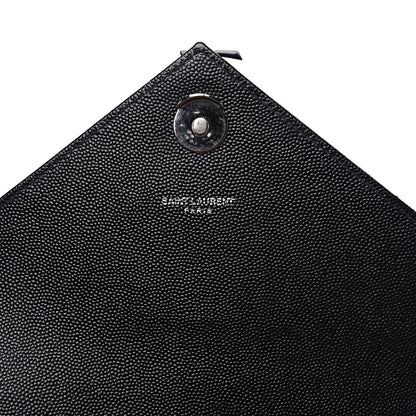 Saint Laurent Grain De Poudre Textured Mixed Matelasse Triquilt Medium Monogram Satchel Black 5 of 9