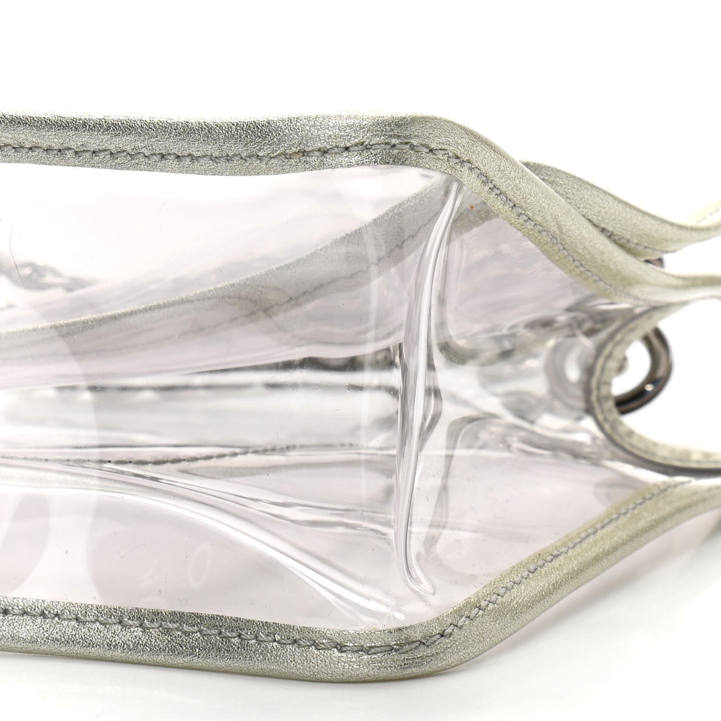 Metallic Lambskin PVC Medium Naked Flap Transparent Silver