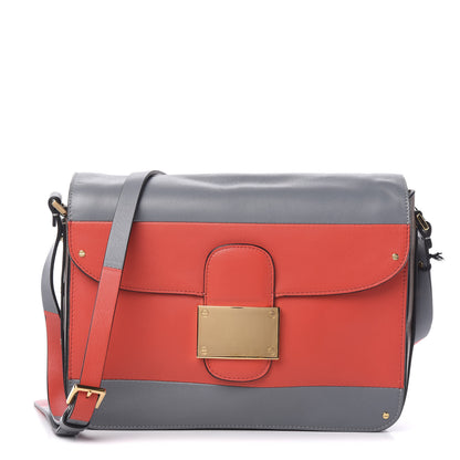 Valentino Garavani Calfskin Rivet Colorblock Shoulder Bag Grey Red 1 of 8