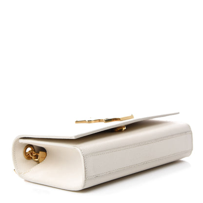 Saint Laurent Grain De Poudre Small Monogram Kate Satchel Optical White 4 of 11