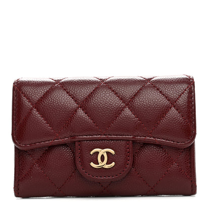Chanel Caviar Quilted Flap Card Holder Wallet Burgundy 1 of 9