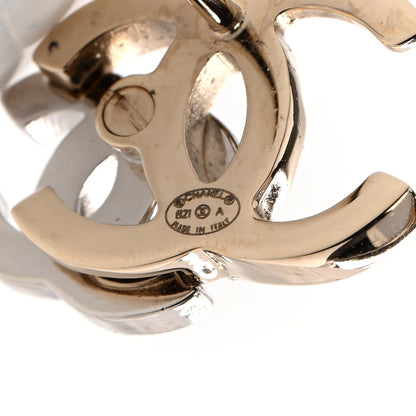 Chanel Crystal Double CC Earrings Gold Silver 4 of 5