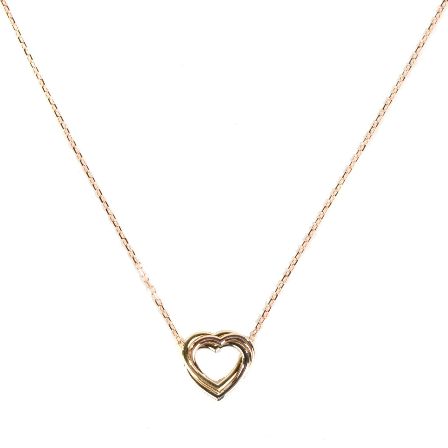 18K Pink Yellow White Gold Trinity Heart Necklace