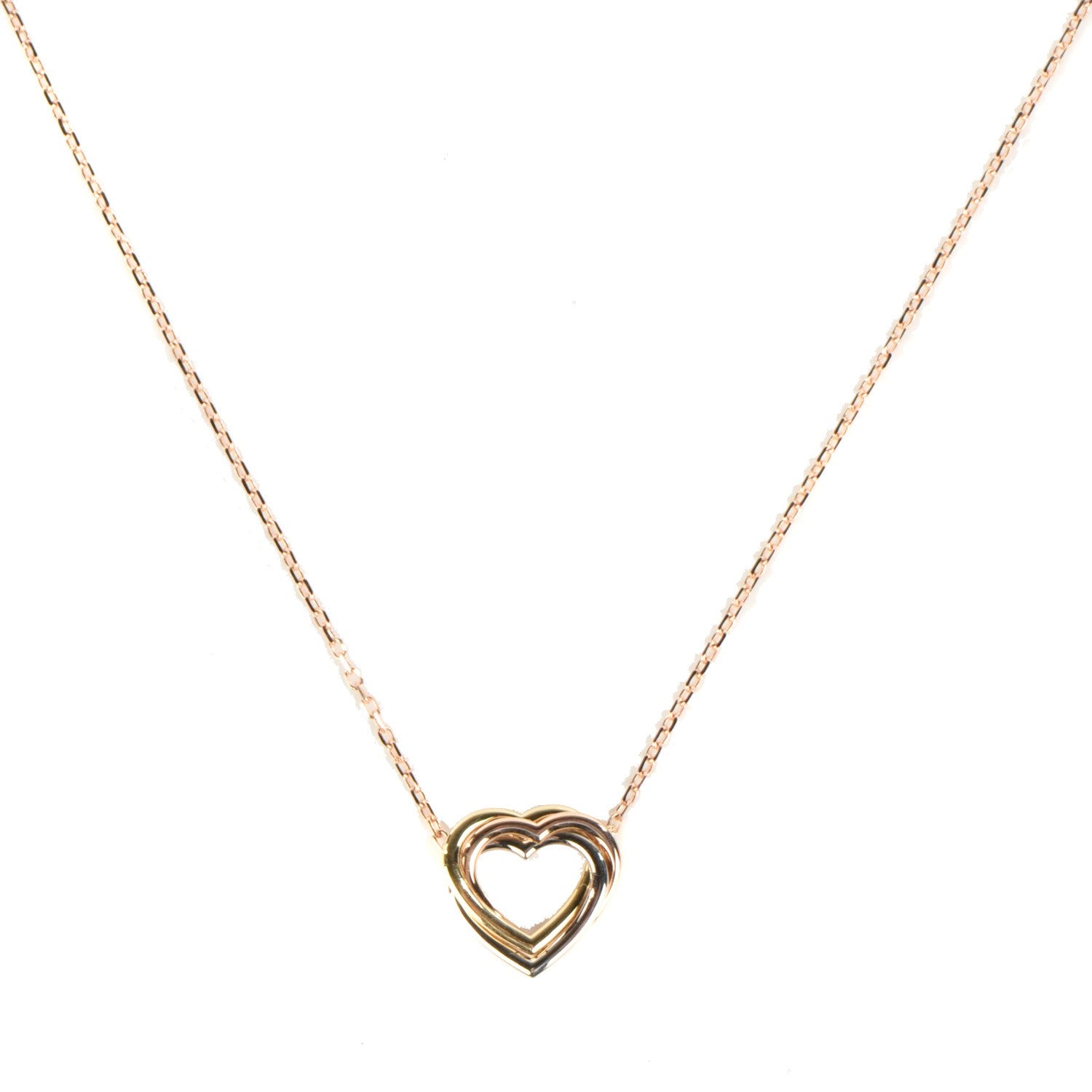 Cartier 18K Pink Yellow White Gold Trinity Heart Necklace 1 of 7