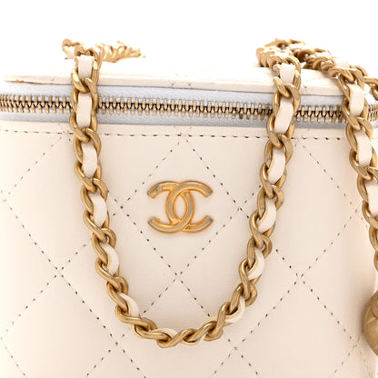 Chanel Lambskin Quilted Pearl Crush Mini Vanity Case With Chain White 8 of 10