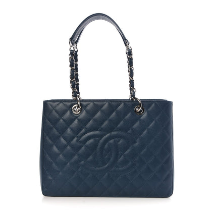Chanel Caviar Quilted Grand Shopping Tote GST Dark Blue 1 of 10