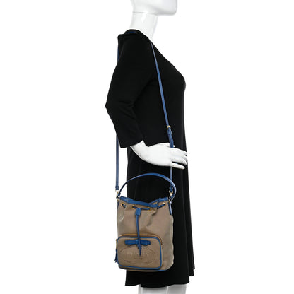 Prada Jacquard Logo Mini Bucket Crossbody Bag Corda Azzurro 2 of 15