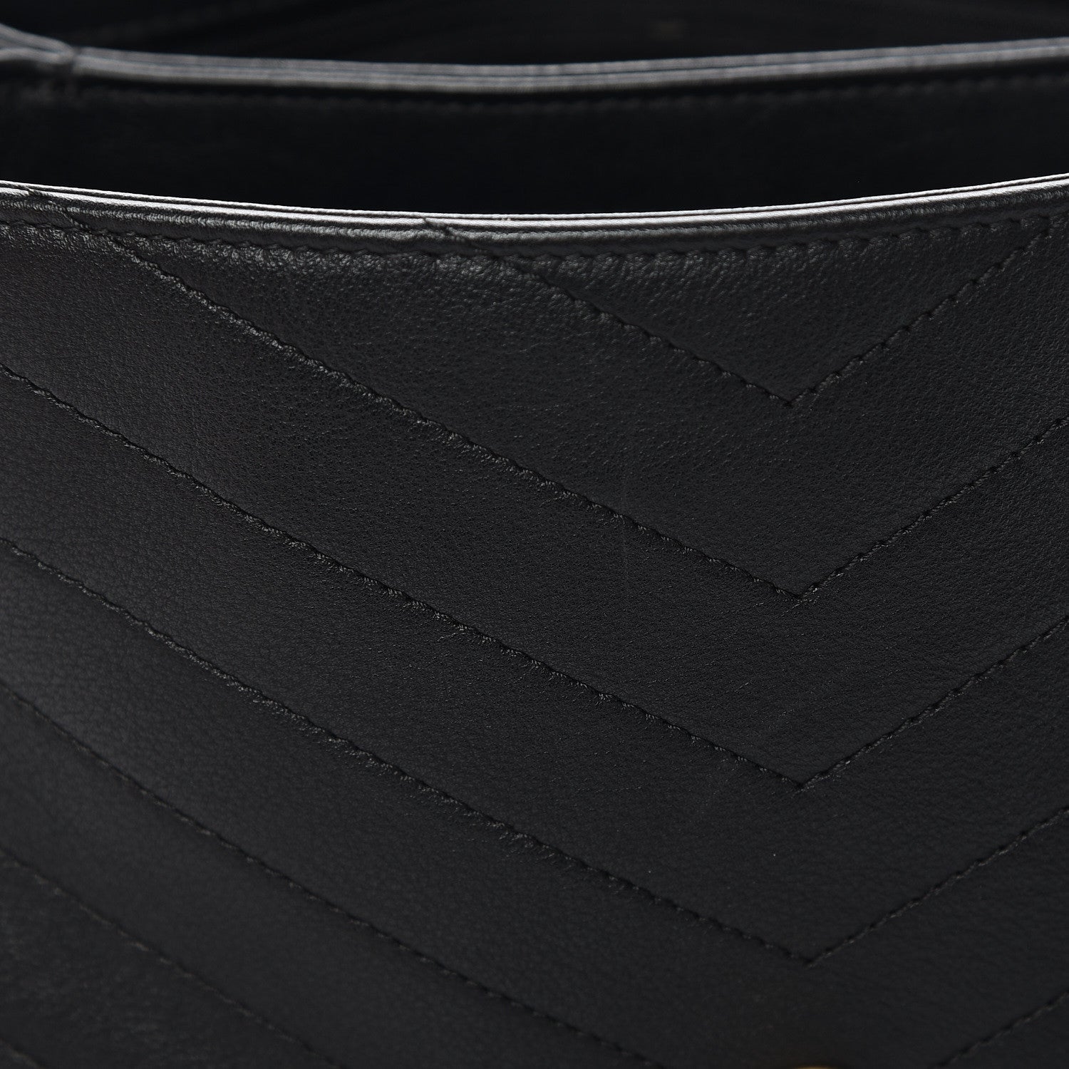 Chanel Grained Calfskin Elaphe Stitched Medium Chevron Chic Top Handle Flap Black 11 of 13
