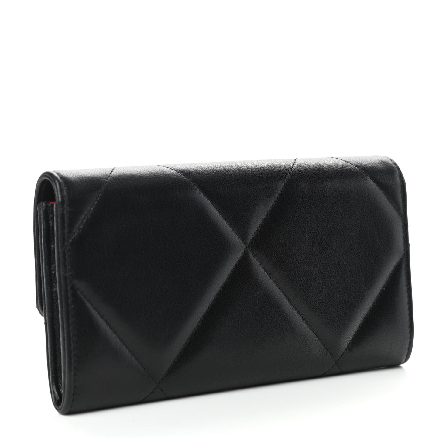 Lambskin Quilted Chanel 19 Flap Wallet Black