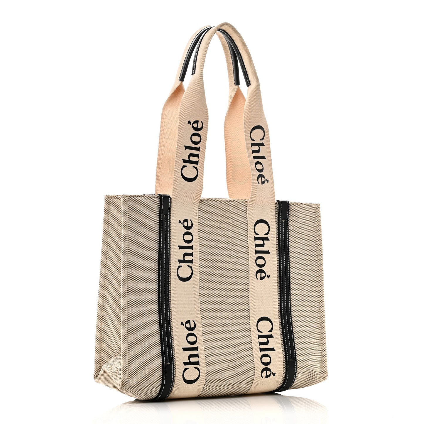 Cotton Calfskin Medium Woody Ribbon Tote White Blue